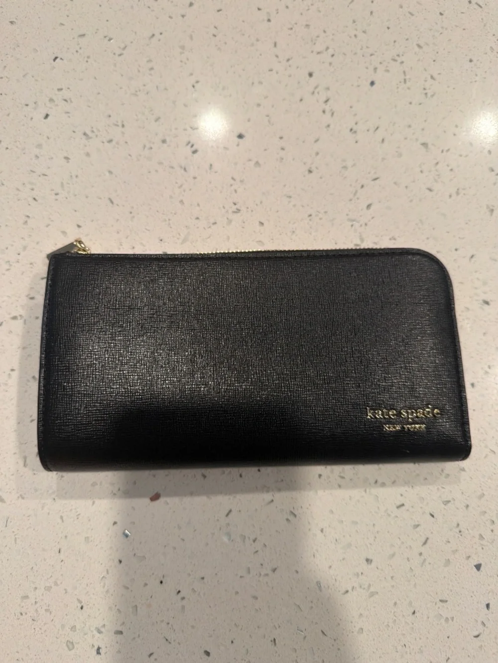 Kate Spade New York Black Saffiano Leather Zip Around Continental Wallet